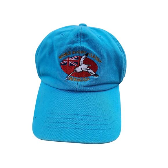 Vintage World Rugby Classic BERMUDA Blue Embroidered Cap Hat Sunfaded Strap Back - Picture 1 of 7